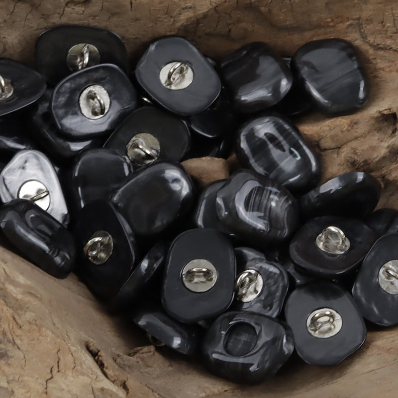 Stone-Shaped Resin Metal Decorative Shank Buttons,10pcs - Lots of Buttons