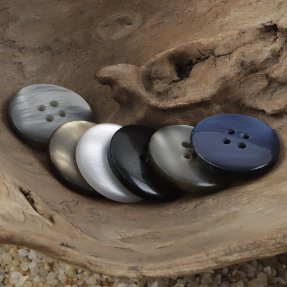 Oceanic Ripple 4-Hole Resin Buttons Circular with Wave Pattern,30pcs 