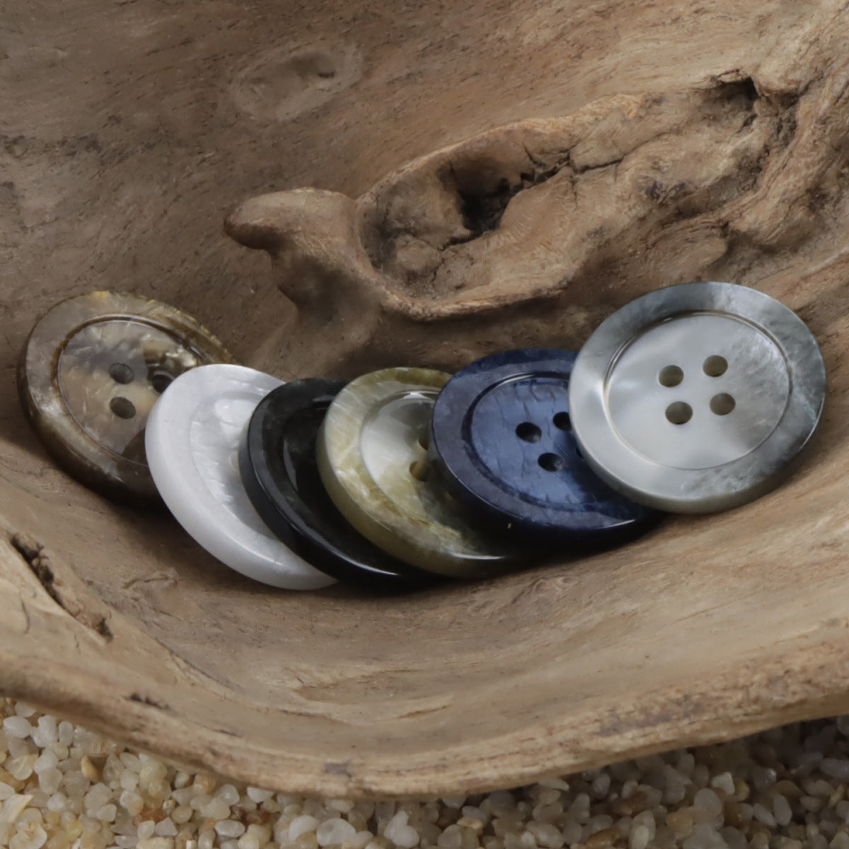 Oceanic Ripple 4-Hole Resin Buttons Circular with Wave Pattern,30pcs 