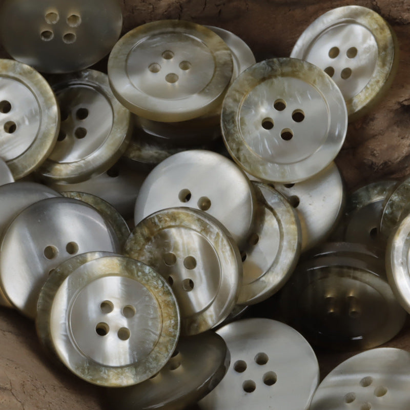 Oceanic Ripple 4-Hole Resin Buttons Circular with Wave Pattern,30pcs 