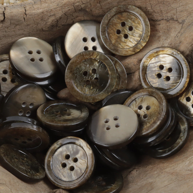 Oceanic Ripple 4-Hole Resin Buttons Circular with Wave Pattern,30pcs 