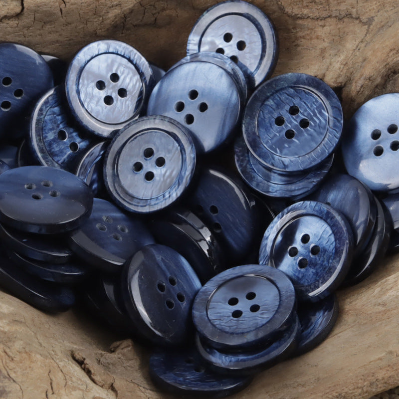 Oceanic Ripple 4-Hole Resin Buttons Circular with Wave Pattern,30pcs 