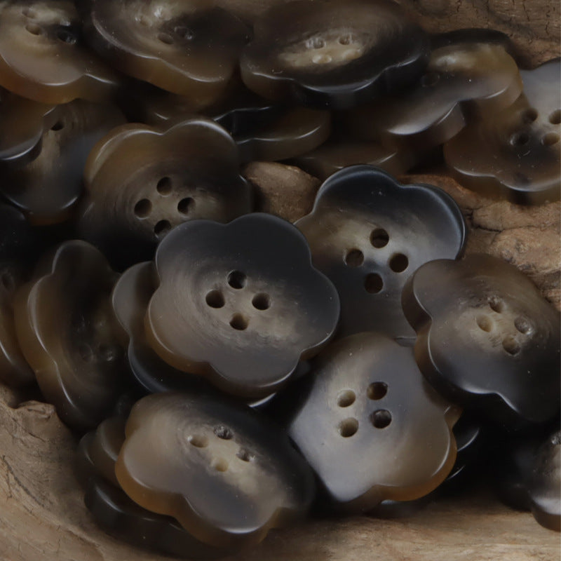 Cute Flower Amber Resin Buttons 20pcs - Lots of Buttons