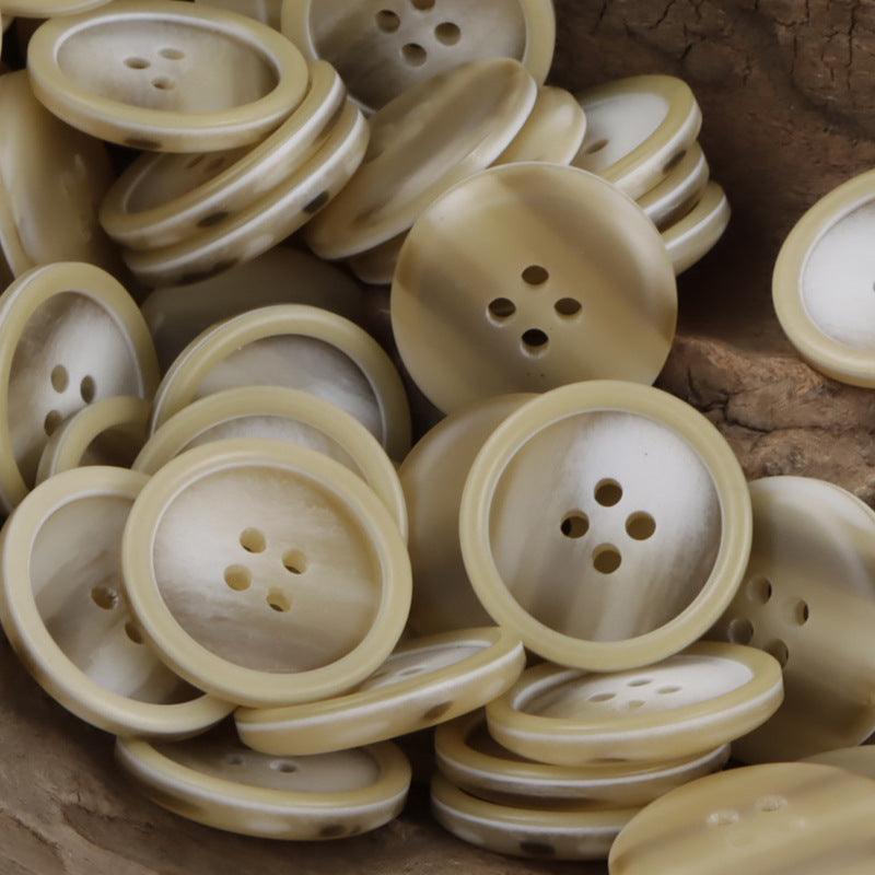 Gradient Light Khaki Round Resin Buttons for Coat Cufflinks 30pcs - Lots of Buttons