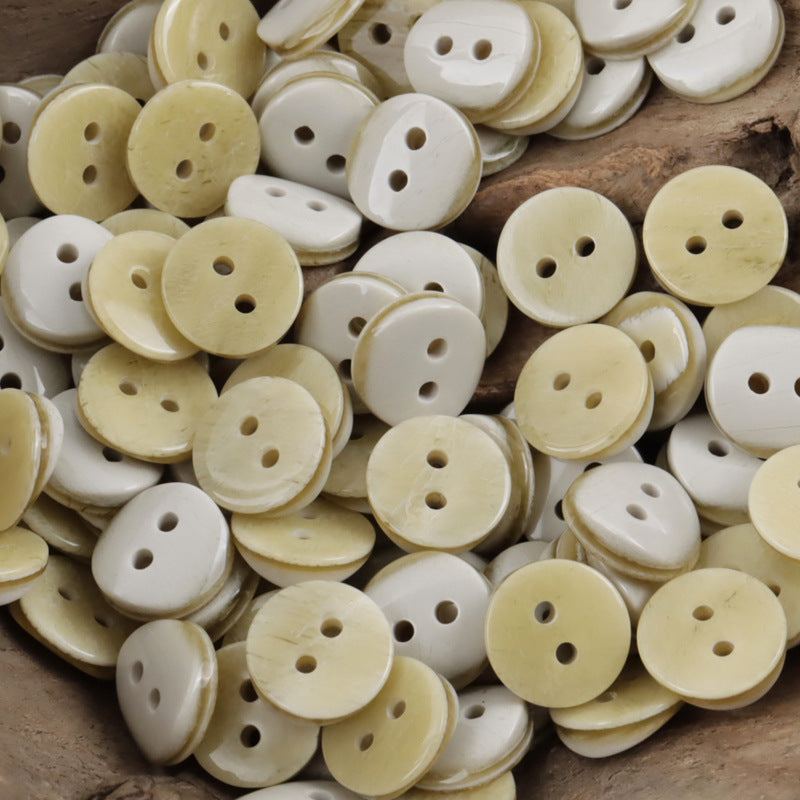 11.5mm Beige-Pink Oblique Cut 2-Hole Resin Shirt Buttons 80 Pack