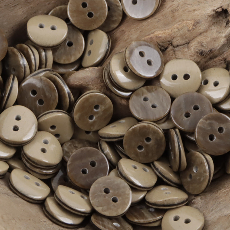11.5mm Beige-Pink Oblique Cut 2-Hole Resin Shirt Buttons 80 Pack