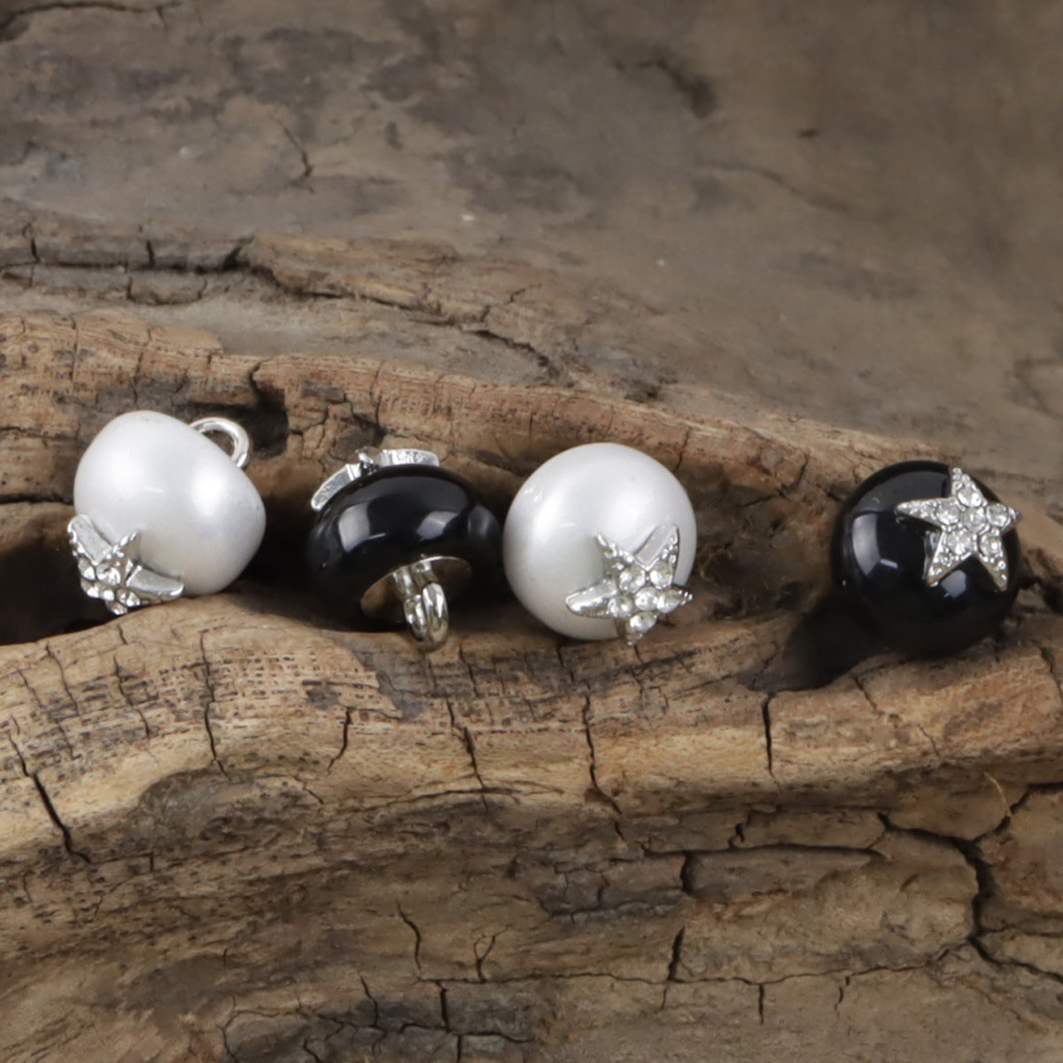 11.5mm Starfish Rhinestone-Inlaid Metal Resin Buttons 10pcs - Lots of Buttons