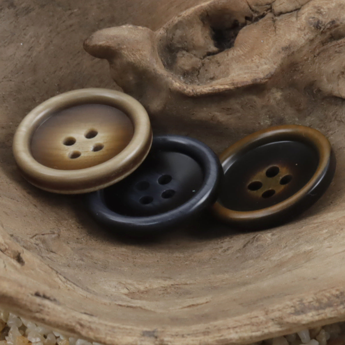 Round Dark Coffee-Colored Resin Buttons for Suit Pants 30pcs - Lots of Buttons