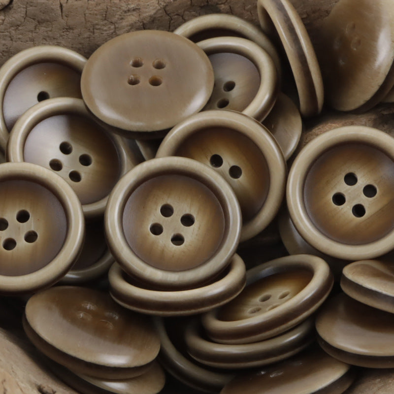 Round Dark Coffee-Colored Resin Buttons for Suit Pants 30pcs - Lots of Buttons