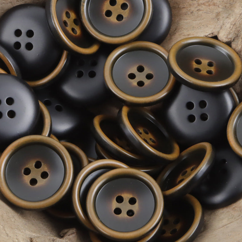 Round Dark Coffee-Colored Resin Buttons for Suit Pants 30pcs - Lots of Buttons