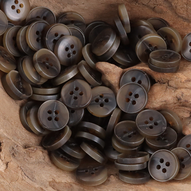 11.5mm Round Two-Tone Amber Resin Buttons for Shirts 50pcs - Lots of Buttons