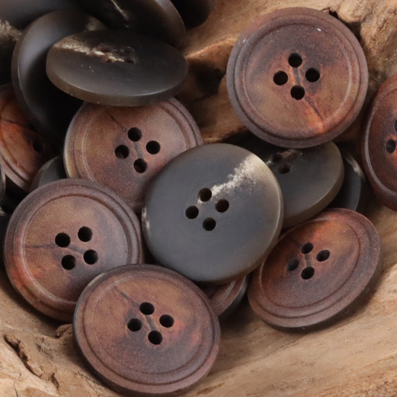 Round 4 Hole Vintage Burnt Yellow Resin Buttons,20PCS - Lots of Buttons