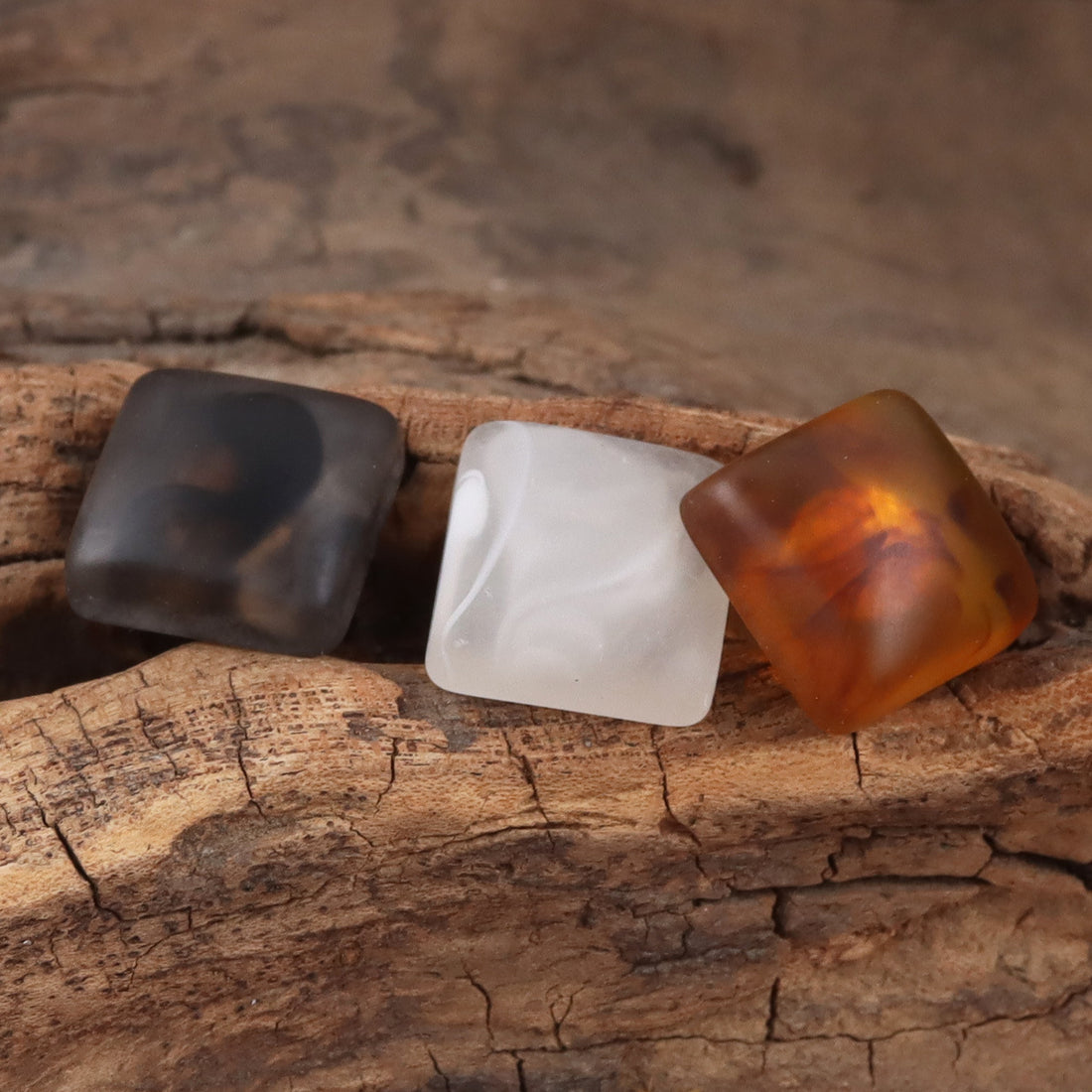 Square Amber Resin Buttons with Metal Shanks for DIY Knitted Hats Dolls 30pcs - Lots of Buttons