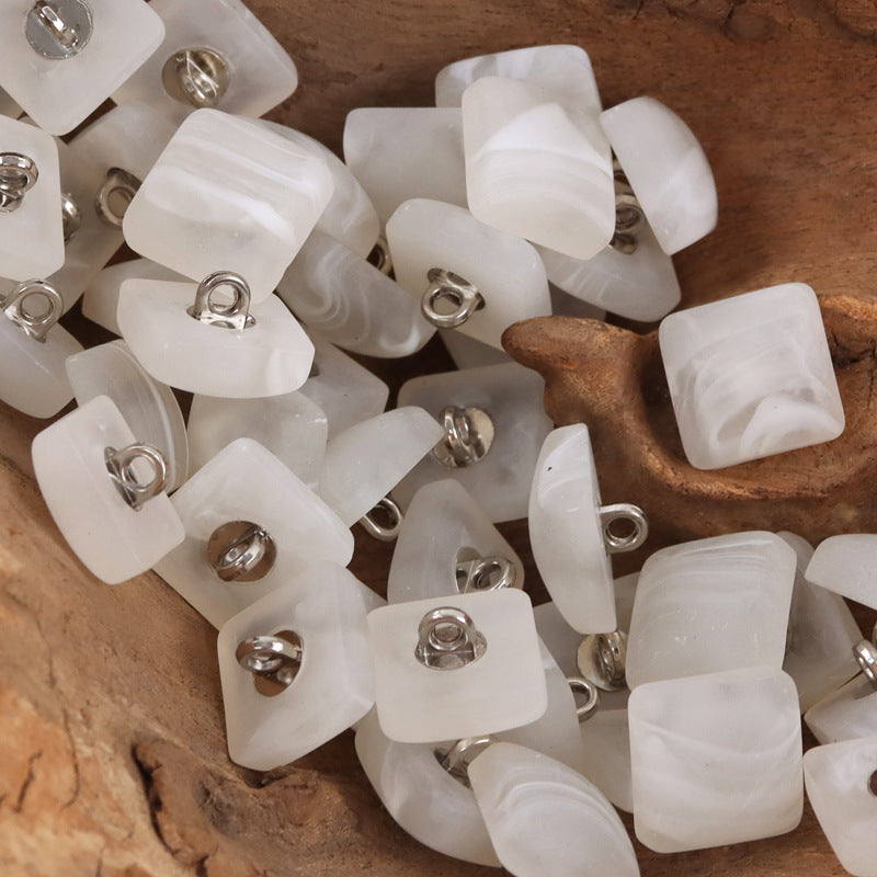 Square Amber Resin Buttons with Metal Shanks for DIY Knitted Hats Dolls 30pcs - Lots of Buttons