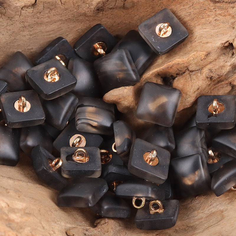 Square Amber Resin Buttons with Metal Shanks for DIY Knitted Hats Dolls 30pcs - Lots of Buttons