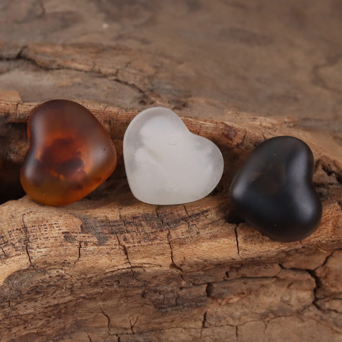 Amber-Colored Heart-Shaped Resin Buttons for Lingerie 20pcs - Lots of Buttons