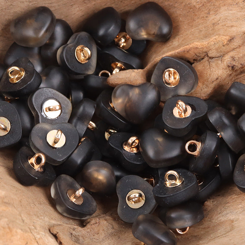 Amber-Colored Heart-Shaped Resin Buttons for Lingerie 20pcs - Lots of Buttons
