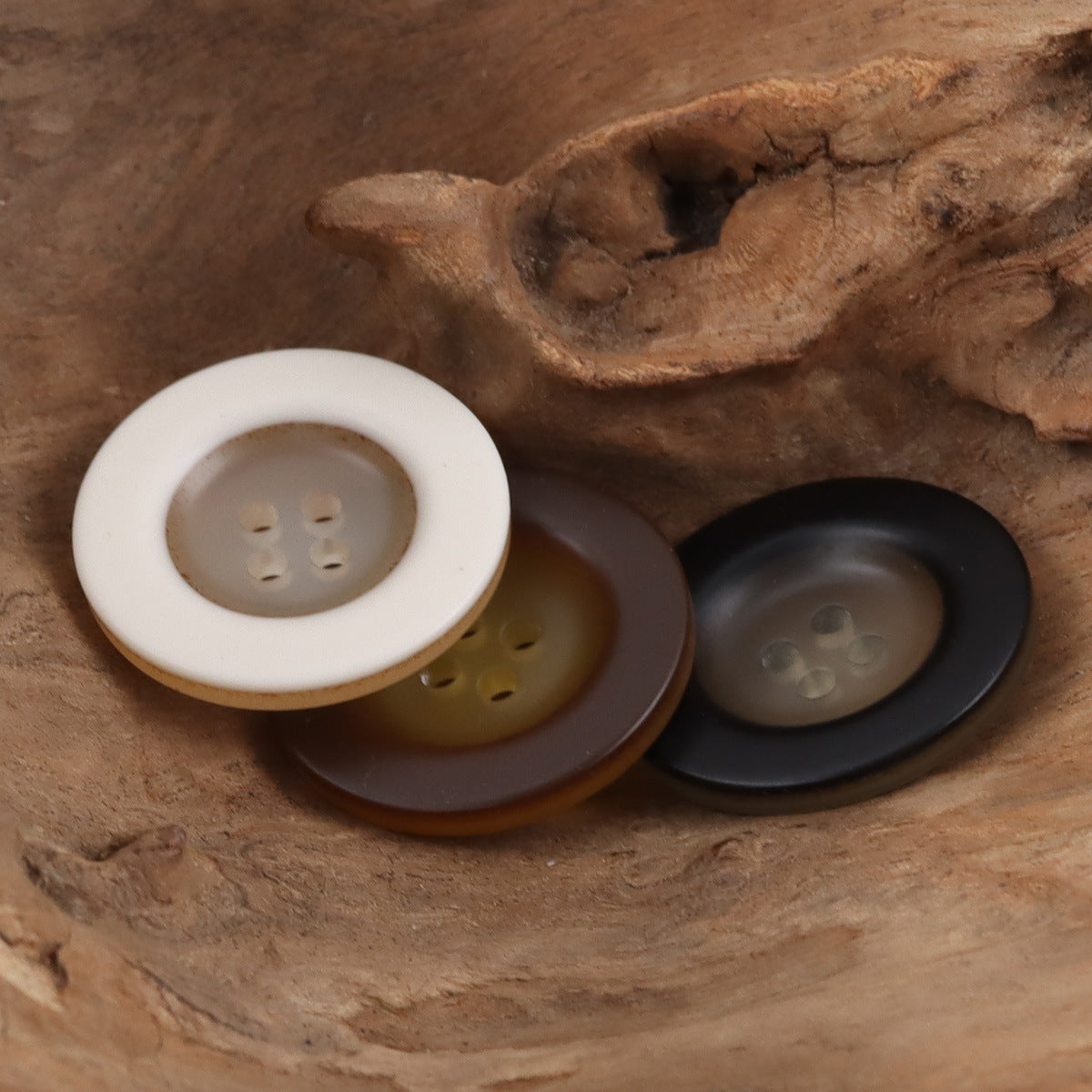 Round 4 Hole Wide-Edged Amber Resin Buttons,20pcs - Lots of Buttons