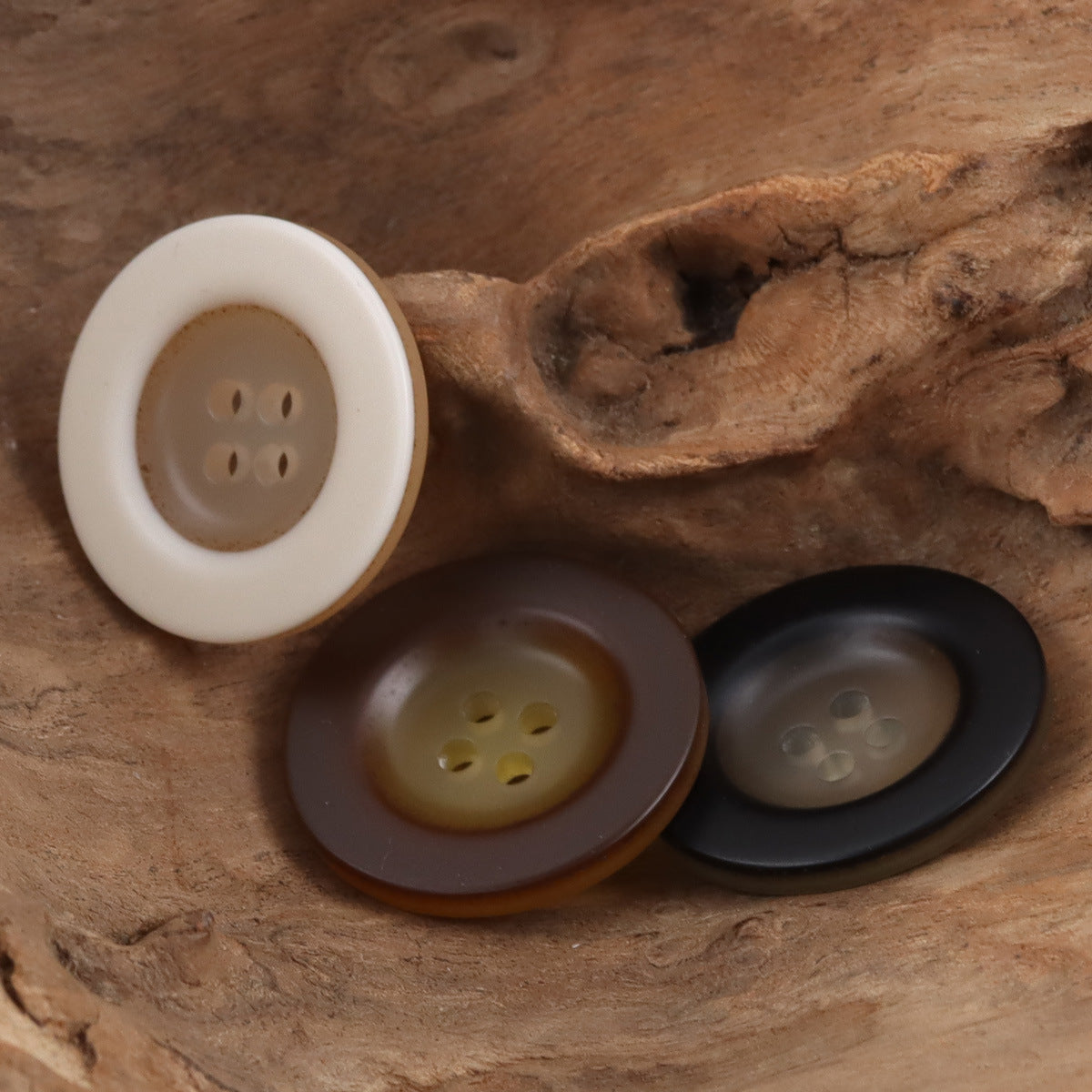 Round 4 Hole Wide-Edged Amber Resin Buttons,20pcs - Lots of Buttons