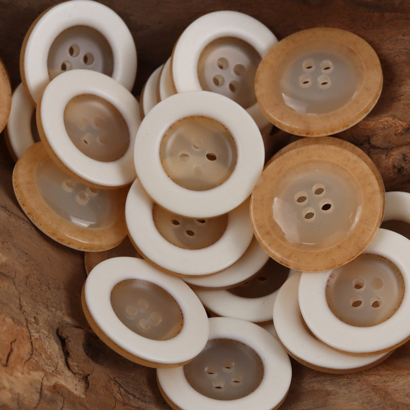 Round 4 Hole Wide-Edged Amber Resin Buttons,20pcs - Lots of Buttons