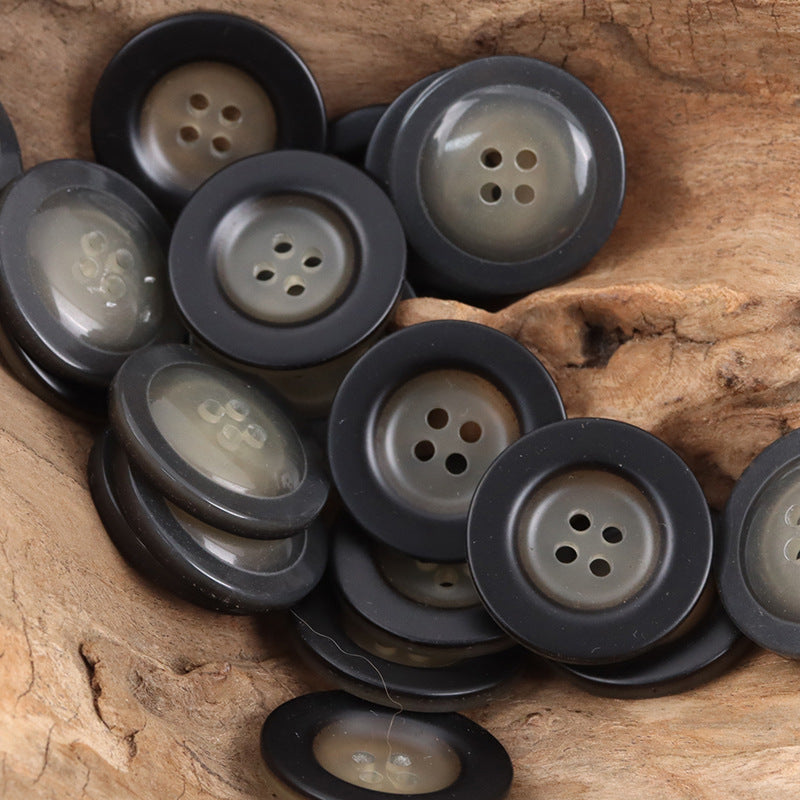 Round 4 Hole Wide-Edged Amber Resin Buttons,20pcs - Lots of Buttons
