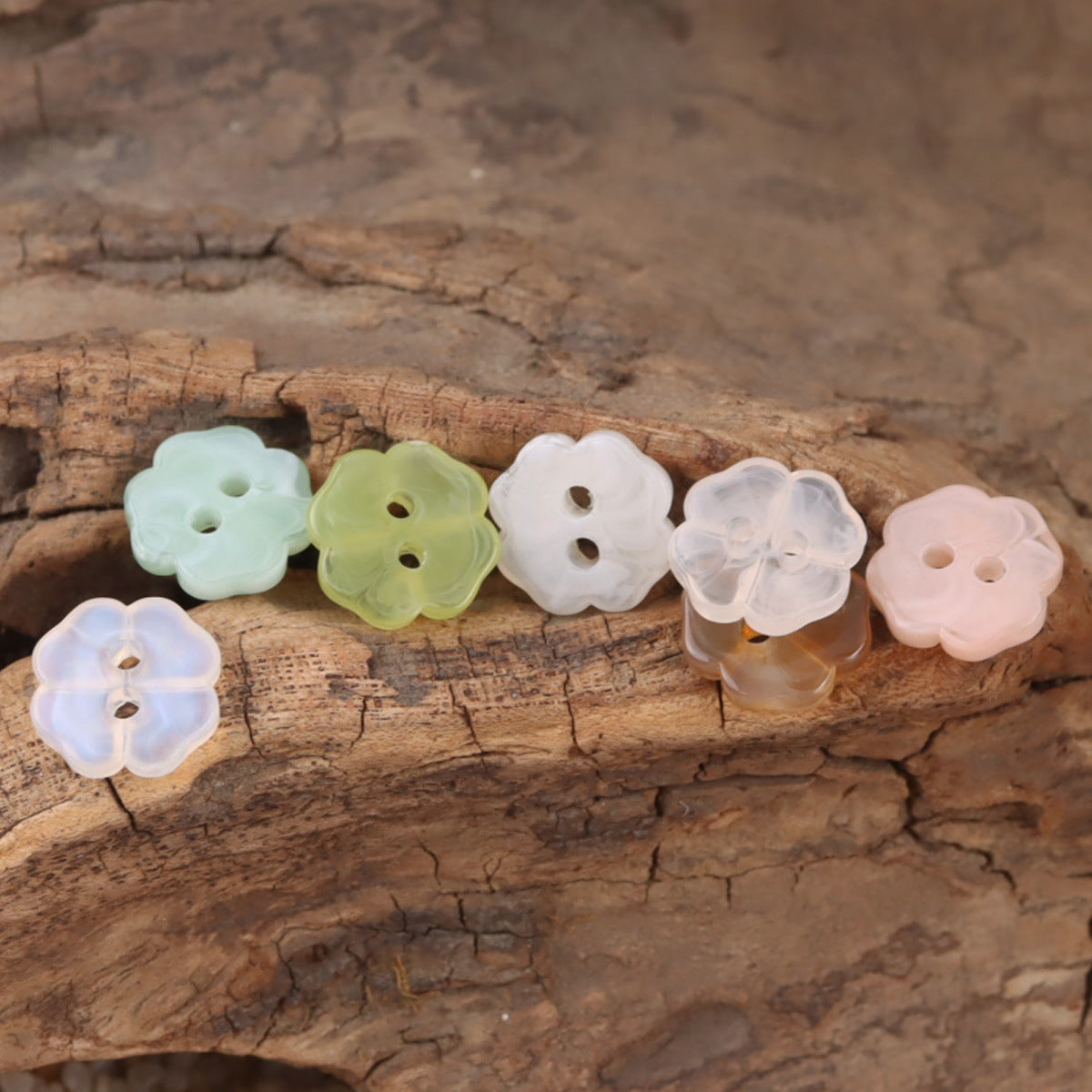 11mm Lovely Little Cherry Blossom Resin Buttons for Children 50pcs - Lots of Buttons