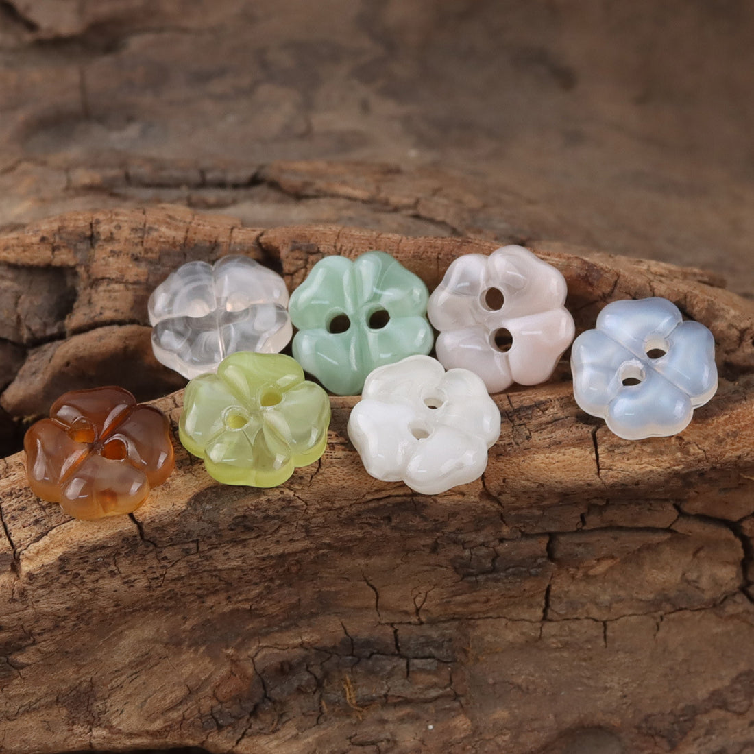 11mm Lovely Little Cherry Blossom Resin Buttons for Children 50pcs 