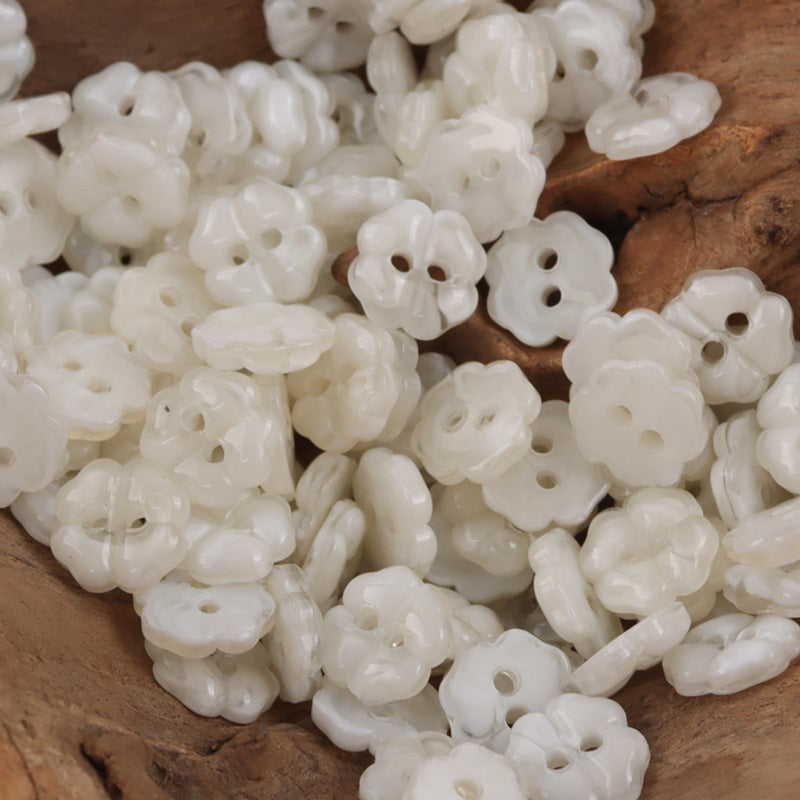 11mm Lovely Little Cherry Blossom Resin Buttons for Children 50pcs - Lots of Buttons