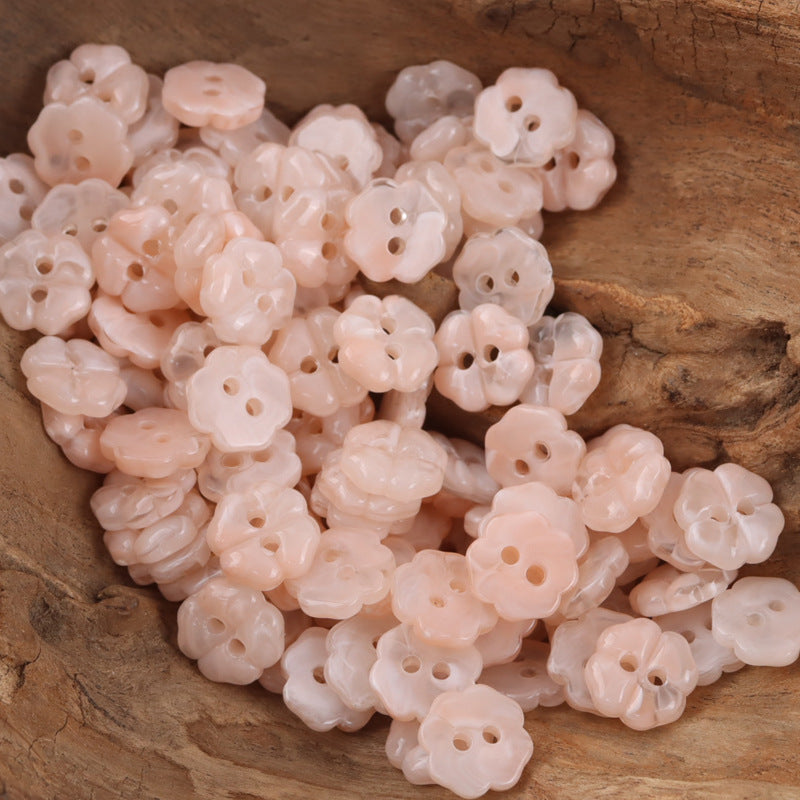 11mm Lovely Little Cherry Blossom Resin Buttons for Children 50pcs - Lots of Buttons