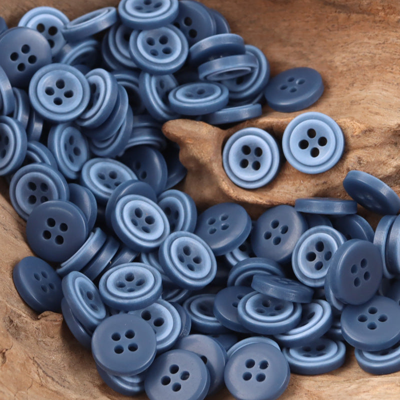 11.5mm Gradient Blue White Round Decorative Resin Buttons,100pcs - Lots of Buttons