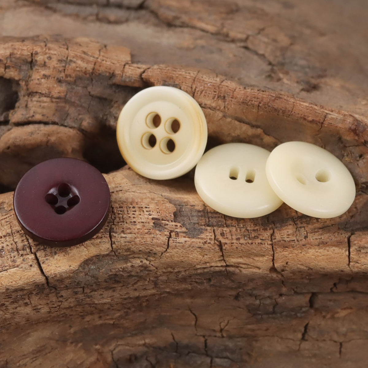 11.5mm Round Beige Burn Treated Resin Buttons,50pcs 
