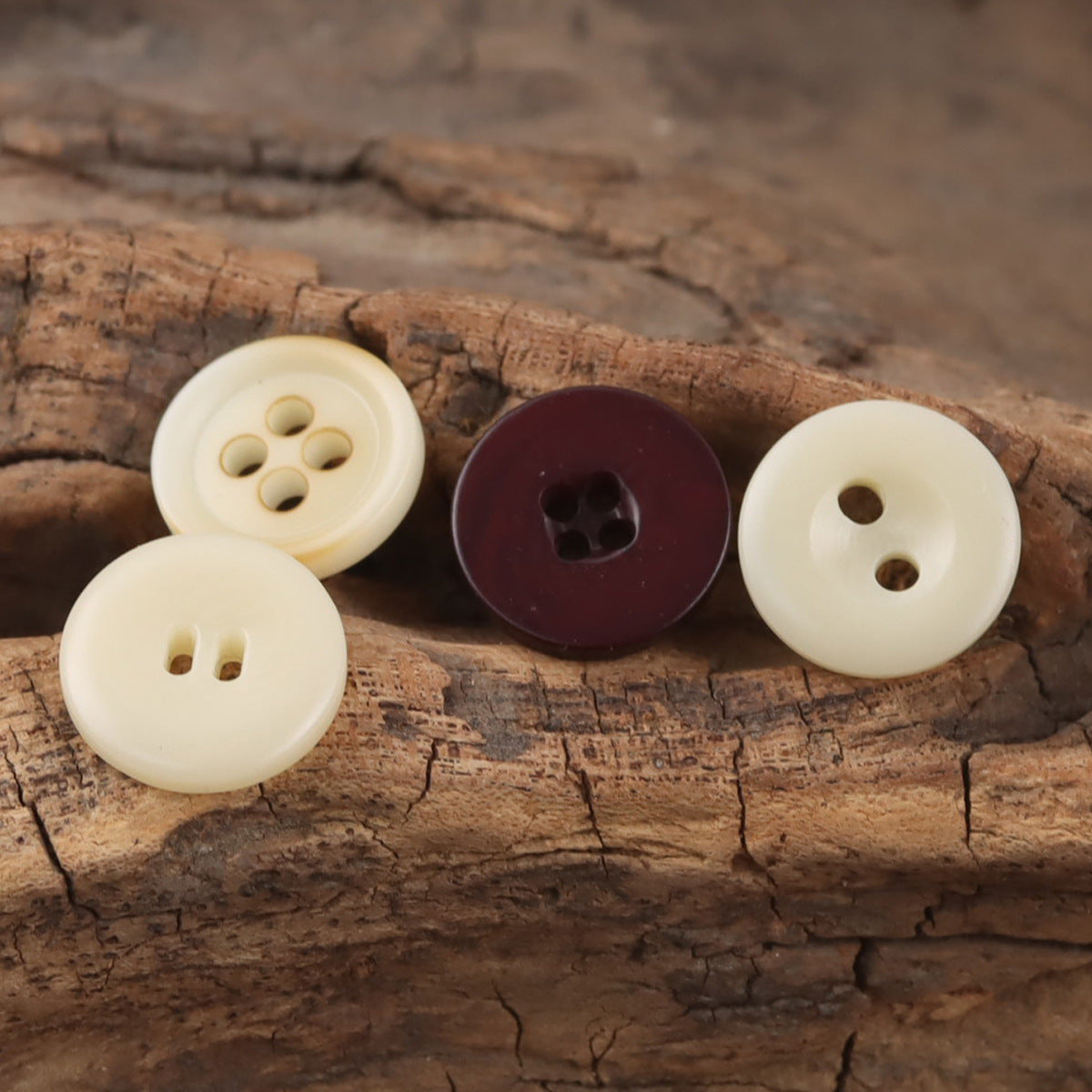 11.5mm Round Beige Burn Treated Resin Buttons,50pcs 