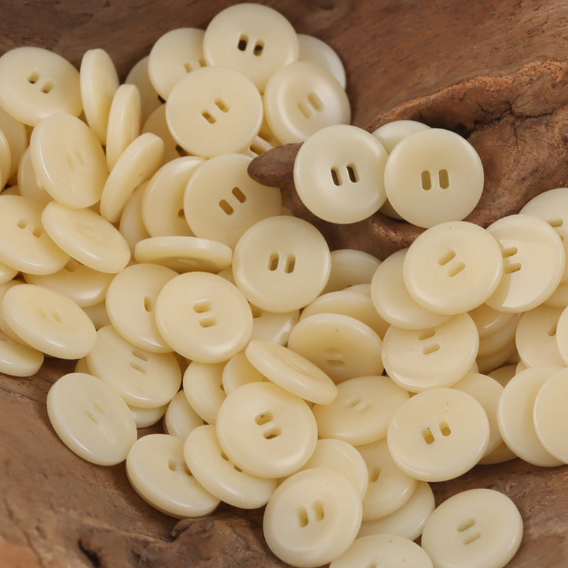 11.5mm Round Beige Burn Treated Resin Buttons,50pcs 
