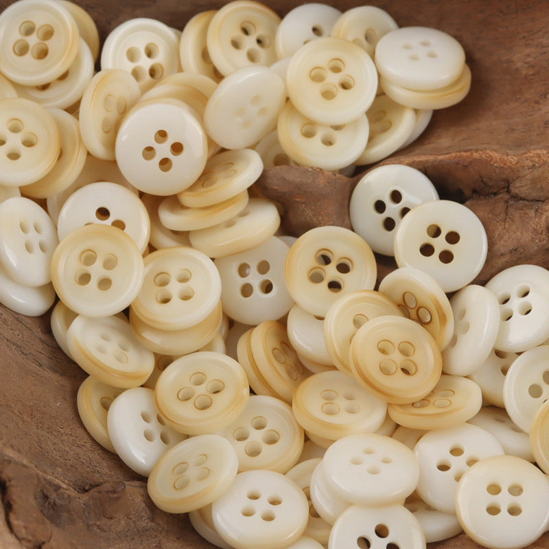 11.5mm Round Beige Burn Treated Resin Buttons,50pcs 