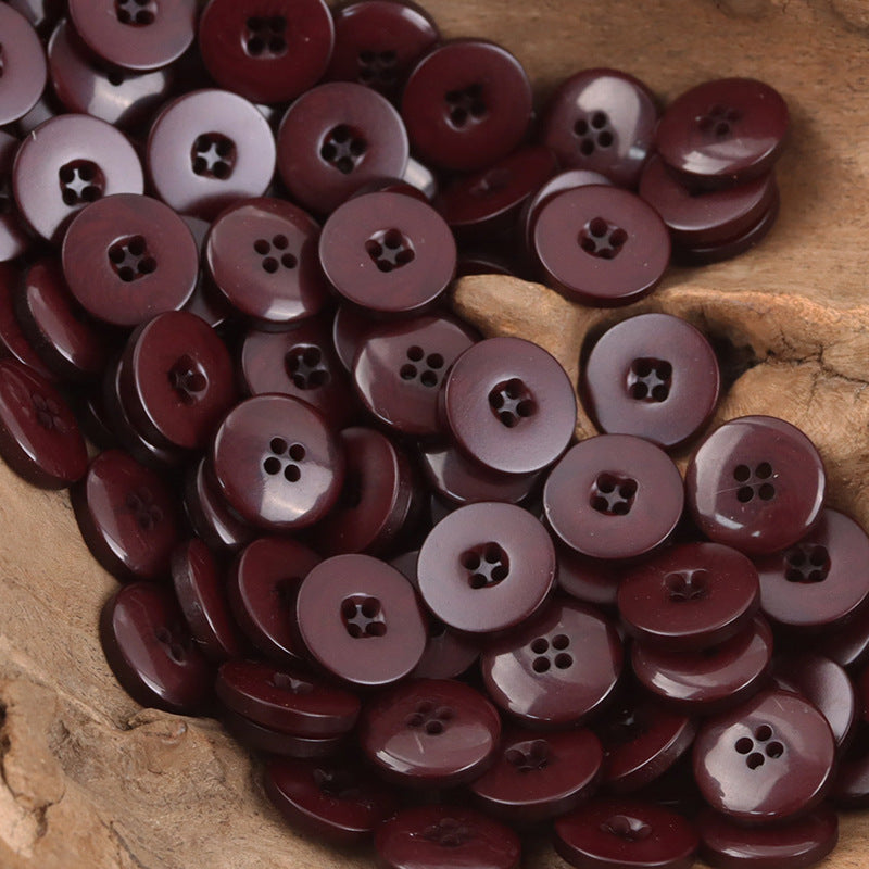 11.5mm Round Beige Burn Treated Resin Buttons,50pcs 