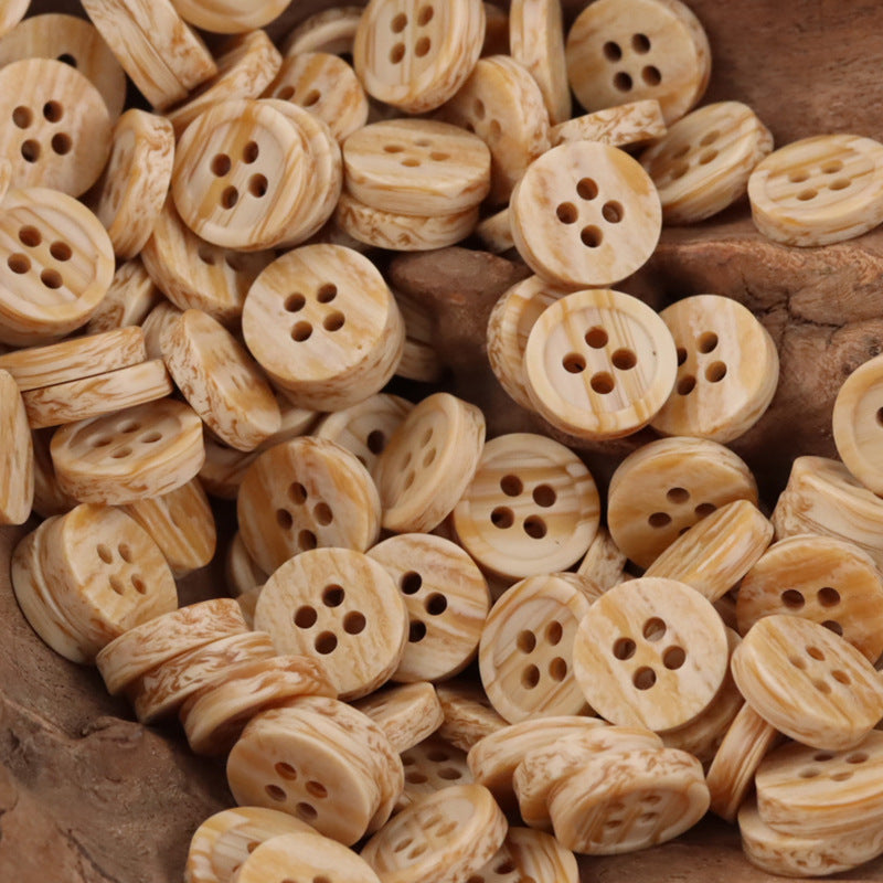 Orange-Yellow Wood Grain Resin Buttons for Children's Cardigans 50pcs - Lots of Buttons