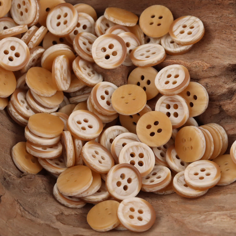 Orange-Yellow Wood Grain Resin Buttons for Children's Cardigans 50pcs - Lots of Buttons