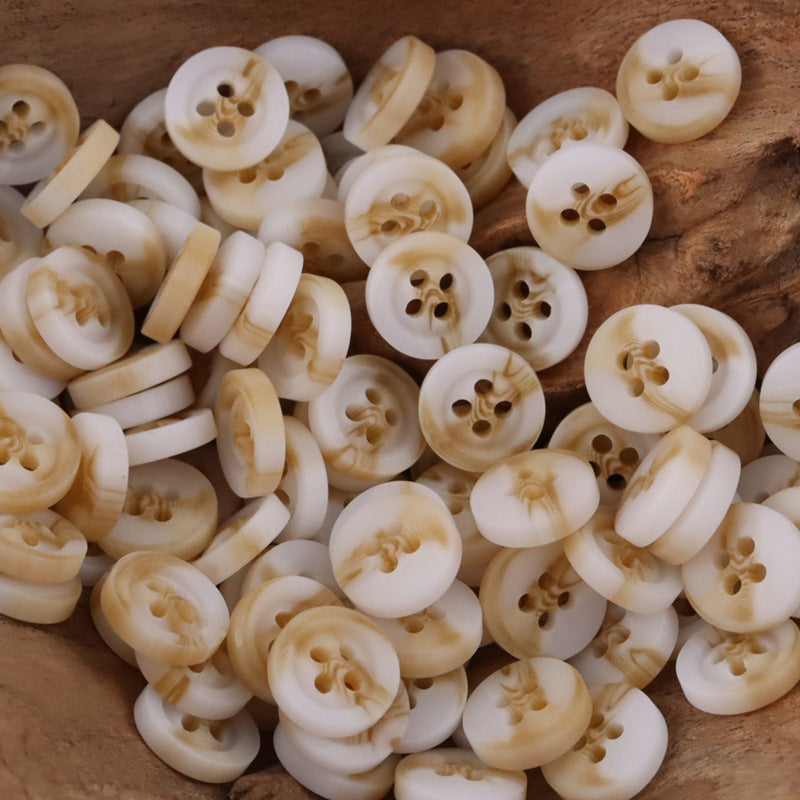 11.5MM Round 4 - Hole Black and White Resin Buttons,50pcs - Lots of Buttons