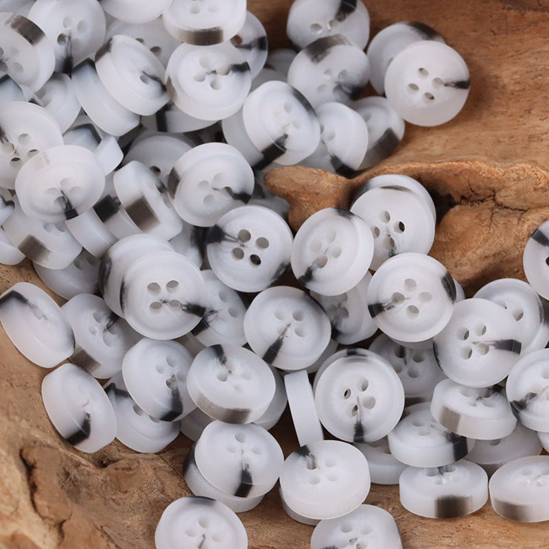 11.5MM Round 4 - Hole Black and White Resin Buttons,50pcs - Lots of Buttons