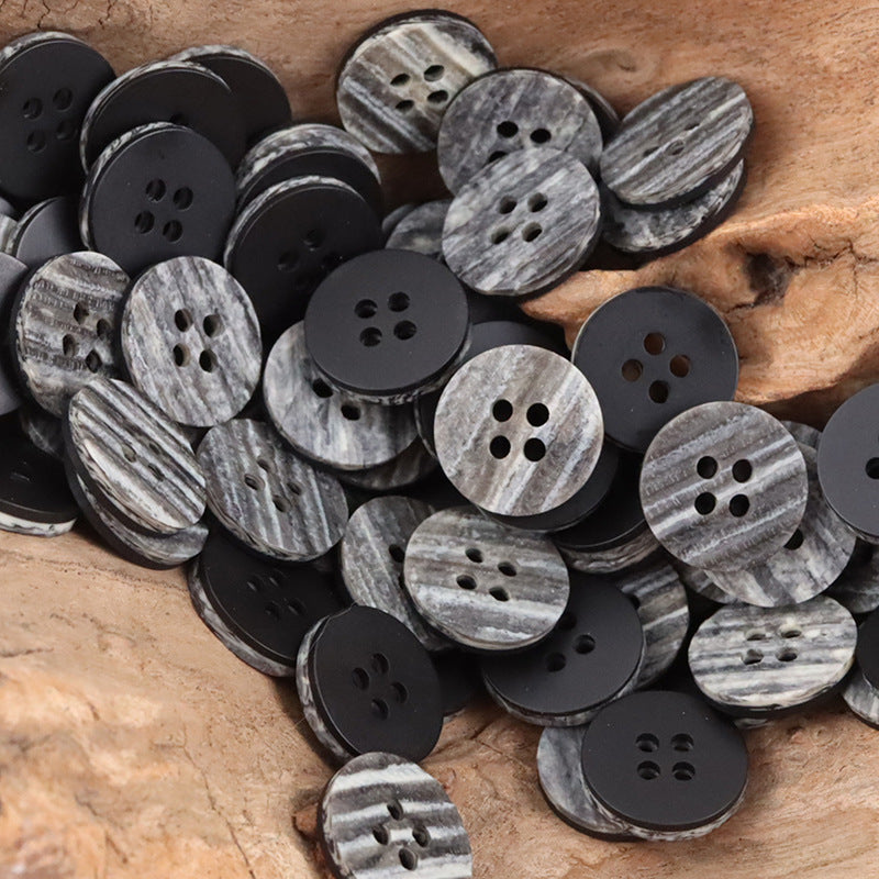 15mm Retro Round Wood Grain Resin Buttons for Coat Shirt 50pcs 