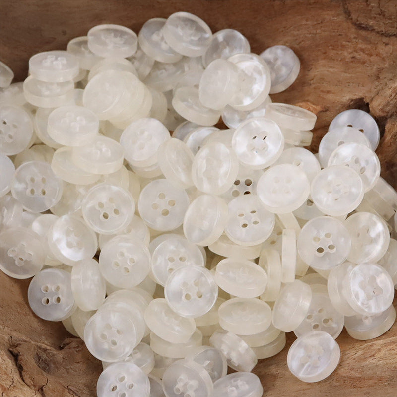 11.5mm Translucent Yellow White Resin Buttons for Children's Shirts 50pcs - Lots of Buttons