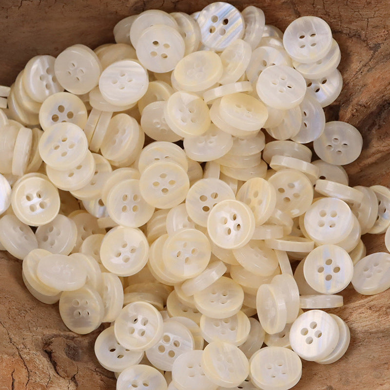 11.5mm Translucent Yellow White Resin Buttons for Children's Shirts 50pcs - Lots of Buttons
