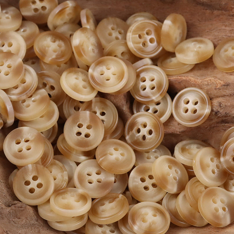 11.5MM Round Four-Hole Resin Buttons Khaki Shirt Sweater,100pcs - Lots of Buttons