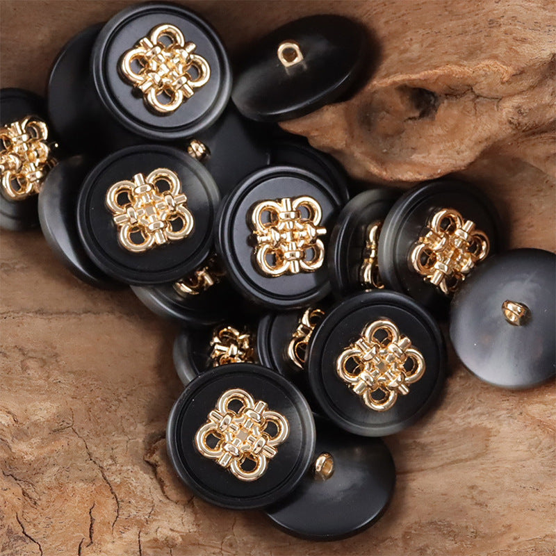 Chinese Knot Beige Resin Metal Shank Coat Buttons 10pcs
