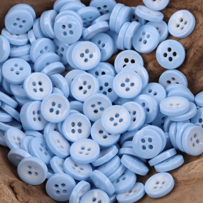 11.5MM Sky Blue Bowl-Shaped Resin Buttons for Work Shirts -50pcs