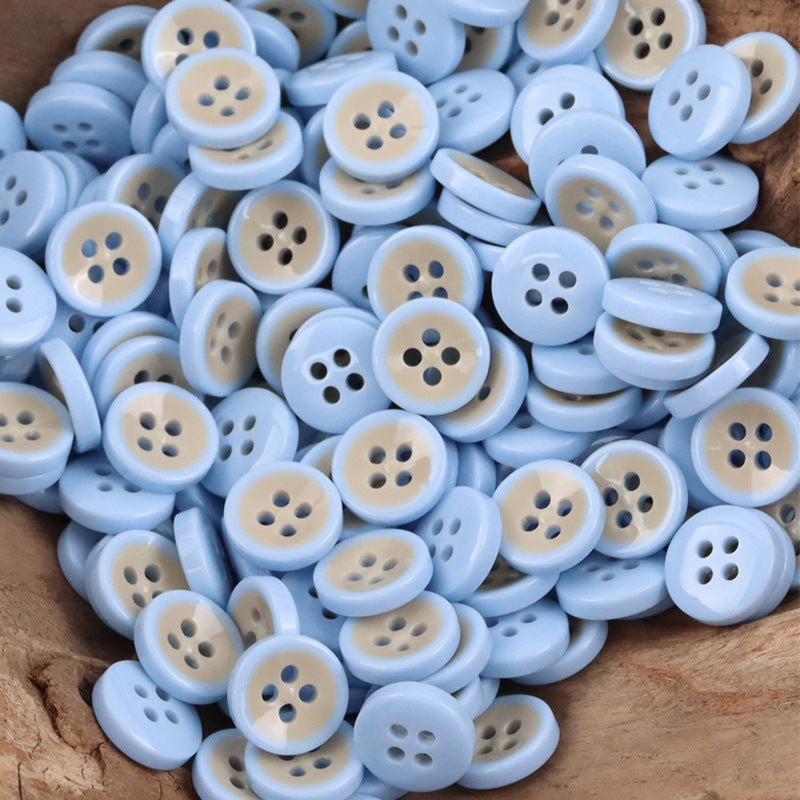 11.5MM Sky Blue Bowl-Shaped Resin Buttons for Work Shirts -50pcs