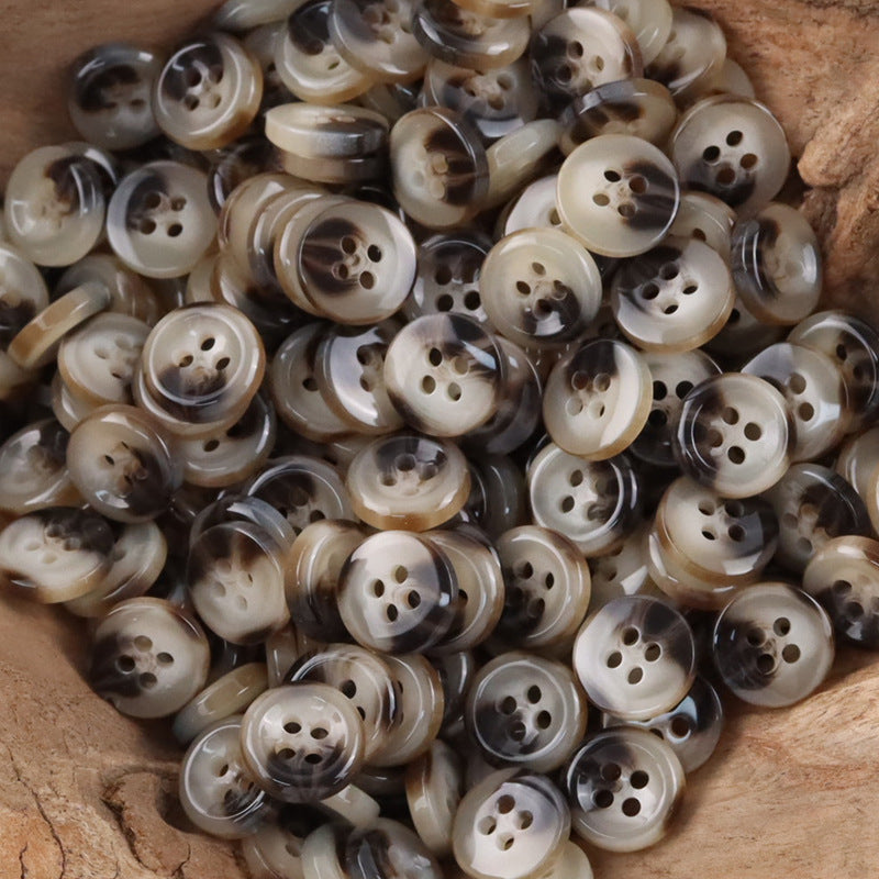 11.5mm Simple Round White Four Hole Resin Shirt Buttons,100pcs - Lots of Buttons