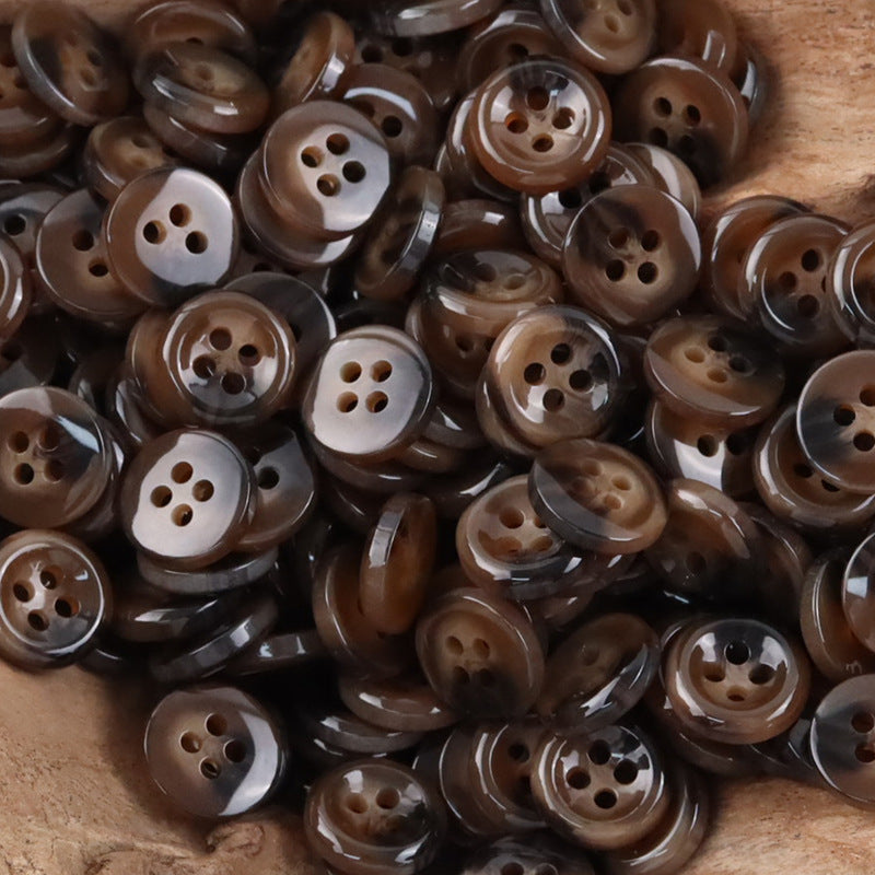 11.5mm Simple Round White Four Hole Resin Shirt Buttons,100pcs - Lots of Buttons