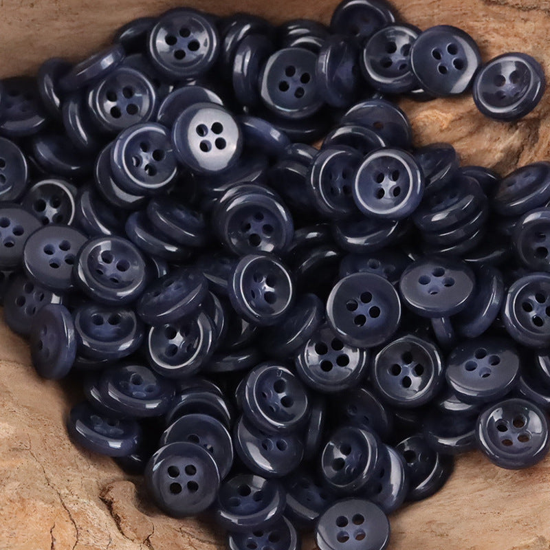 11.5mm Simple Round White Four Hole Resin Shirt Buttons,100pcs - Lots of Buttons