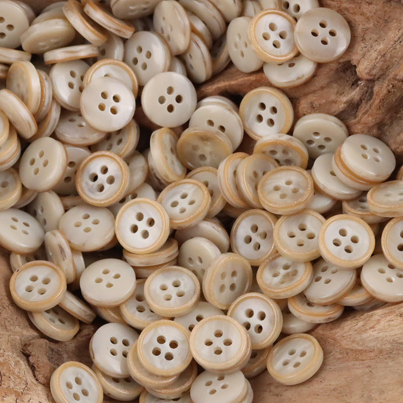 11.5mm Vintage Khaki Resin Buttons for Retro Japanese Style Shirts 100pcs - Lots of Buttons